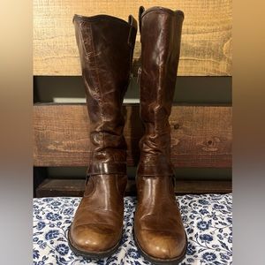 BORN Susanne Brown Leather Harness Tall RidingBoot  Side Zip SZ 9 / w62140